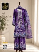 ডুবাই সিল্ক রেডি থ্রিপিস A - L - purple - RoopGhor - রূপঘর