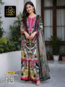 ডুবাই সিল্ক রেডি থ্রিপিস - L - Charcoal - RoopGhor - রূপঘর