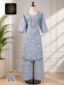 ফ্লোরাল প্রিন্টেড রেডি টু-পিস (৬ কালার) - L - LightSteelBlue - RoopGhor - রূপঘর