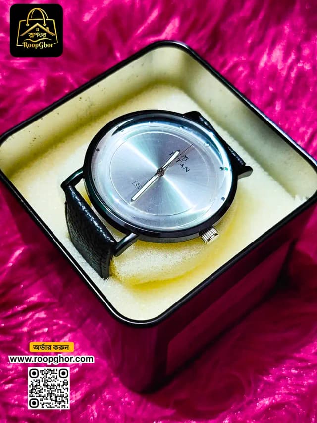 প্রিমিয়াম স্টাইলিশ মেনস লেদার স্ট্র্যাপ ওয়াচ WM32 Freesize black - RoopGhor - রূপঘর