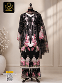ডুবাই সিল্ক রেডি থ্রিপিস - L - black - RoopGhor - রূপঘর